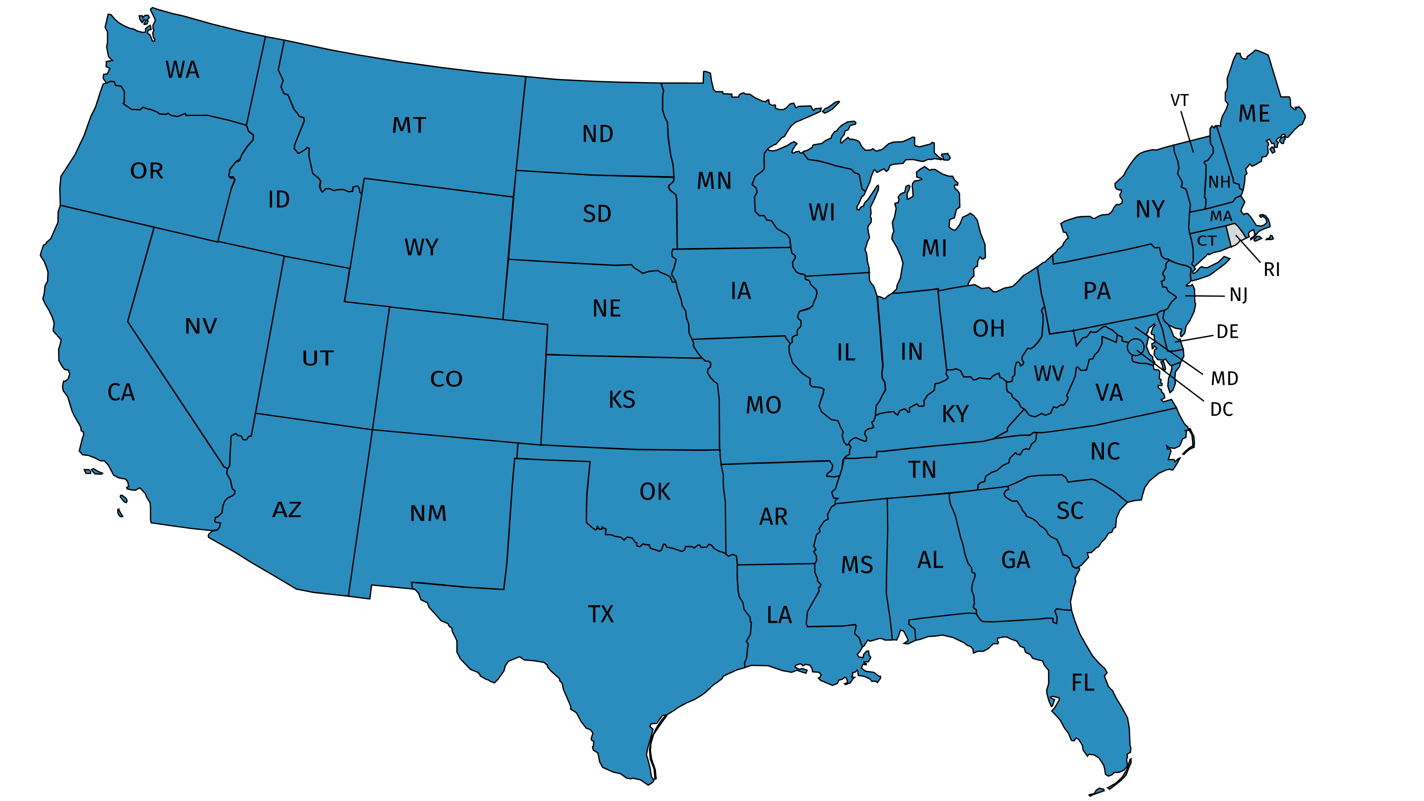 48 states excluding alaska and Hawaii